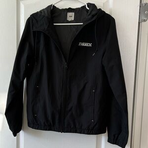 Vans Classic Theo windbreaker hooded Black Zip-Up Jacket XS S M runs large